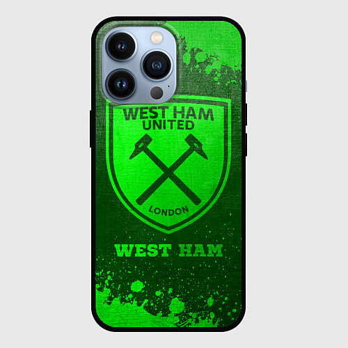 Чехол iPhone 13 Pro West Ham - green gradient / 3D-Черный – фото 1