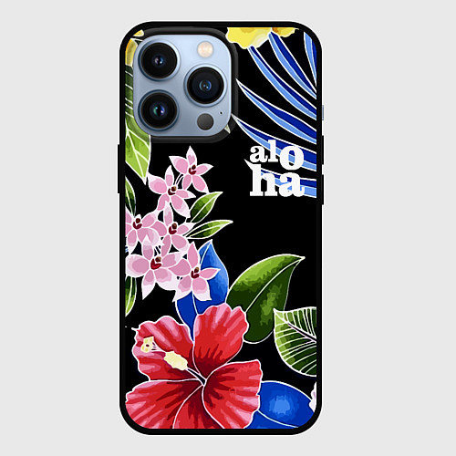 Чехол iPhone 13 Pro Tropical flowers - aloha / 3D-Черный – фото 1