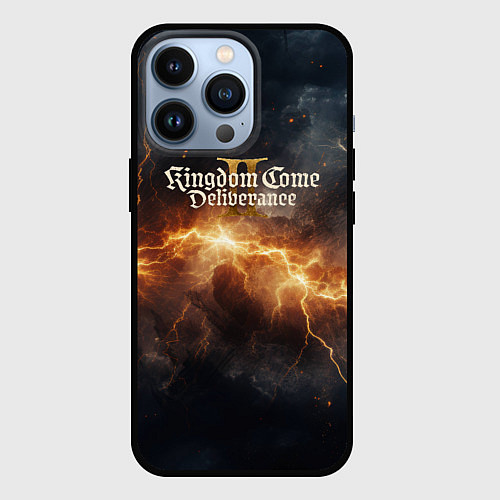 Чехол iPhone 13 Pro Kingdom Come Deliverance 2 логотип на фоне молнии / 3D-Черный – фото 1