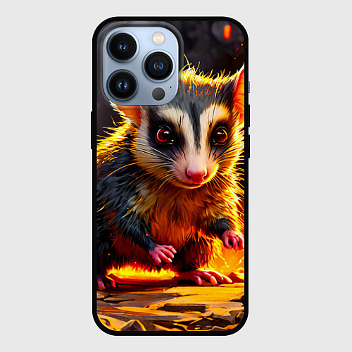 Чехол iPhone 13 Pro Опоссум в огне / 3D-Черный – фото 1