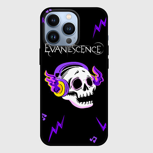 Чехол iPhone 13 Pro Evanescence неоновый череп / 3D-Черный – фото 1