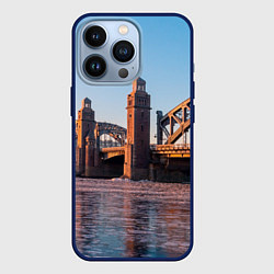 Чехол для iPhone 13 Pro Большеохтинский мост в Санкт-Петербурге, цвет: 3D-тёмно-синий