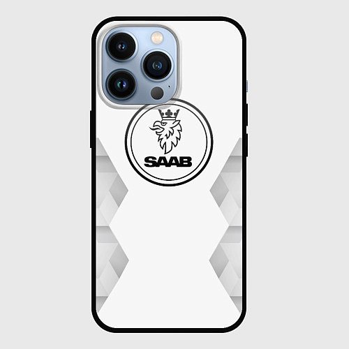 Чехол iPhone 13 Pro Saab white poly / 3D-Черный – фото 1