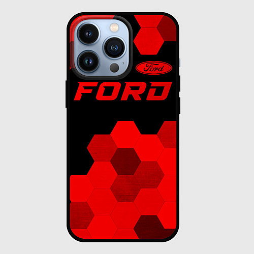 Чехол iPhone 13 Pro Ford - red gradient посередине / 3D-Черный – фото 1