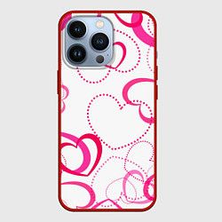 Чехол для iPhone 13 Pro Подборка сердец, цвет: 3D-красный