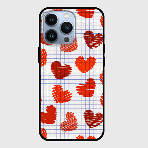 Чехол iPhone 13 Pro Сердца на бумаге / 3D-Черный – фото 1