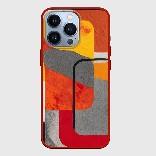 Чехол iPhone 13 Pro Абстракция с желтым и оранжевым / 3D-Красный – фото 1