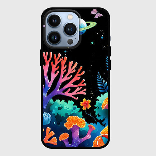 Чехол iPhone 13 Pro Космический подводный мир / 3D-Черный – фото 1