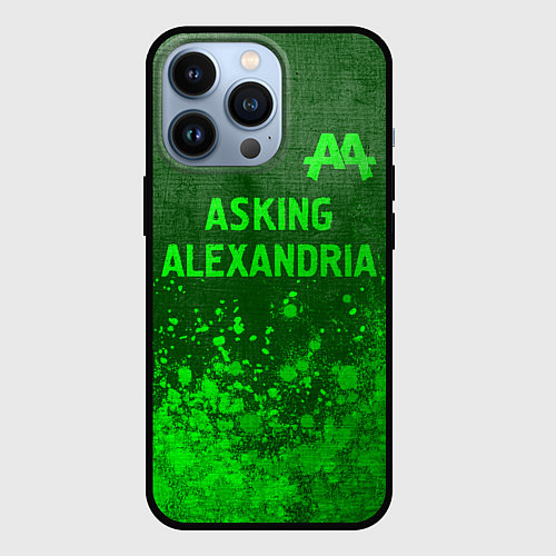 Чехол iPhone 13 Pro Asking Alexandria - green gradient посередине / 3D-Черный – фото 1