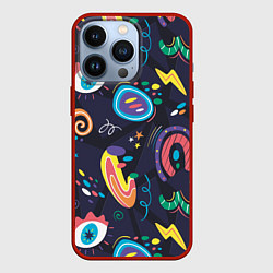 Чехол для iPhone 13 Pro Космическая абстракция с глазами, цвет: 3D-красный