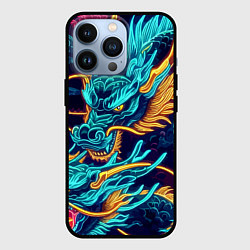 Чехол iPhone 13 Pro Два неоновых дракона - ирезуми