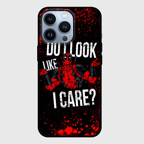 Чехол iPhone 13 Pro Дэдпул - красные брызги / 3D-Черный – фото 1