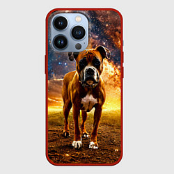 Чехол для iPhone 13 Pro Немецкий боксер и звездное небо, цвет: 3D-красный