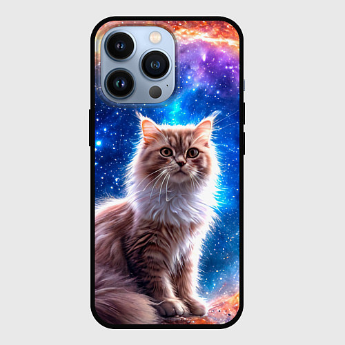 Чехол iPhone 13 Pro Ангорская кошка в космосе / 3D-Черный – фото 1