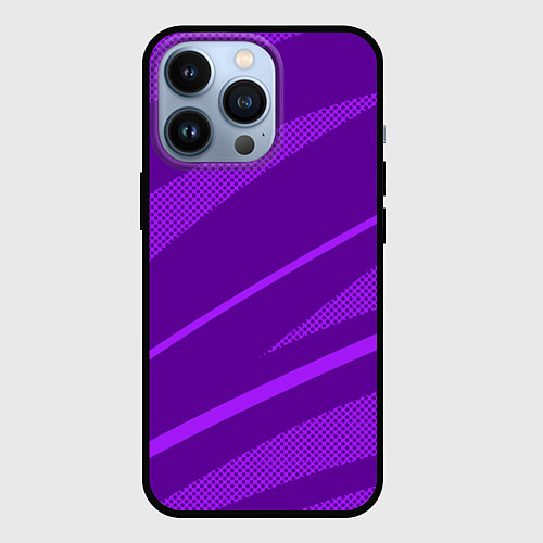 Чехол iPhone 13 Pro Фиолетовый однотонный абстракция с полосой / 3D-Черный – фото 1