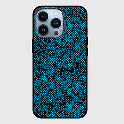 Чехол iPhone 13 Pro Чёрно-голубой текстура точки