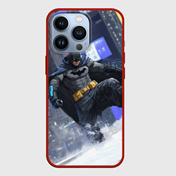Чехол для iPhone 13 Pro Бэтмен на снегу, цвет: 3D-красный