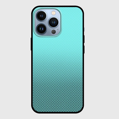 Чехол iPhone 13 Pro Градиент текстура с точками голубой / 3D-Черный – фото 1