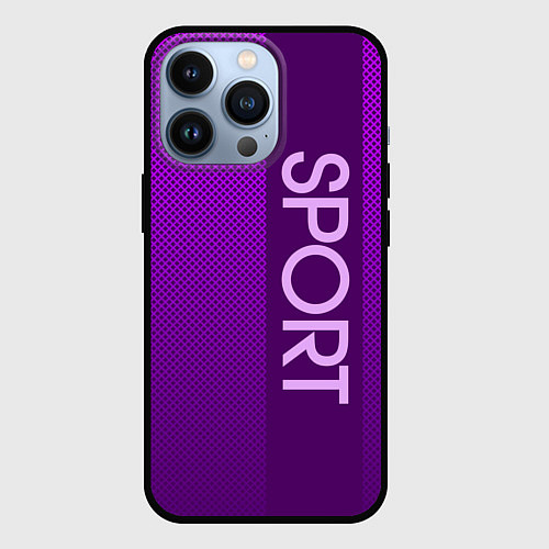 Чехол iPhone 13 Pro Sport крупными фиолетовый с полосой / 3D-Черный – фото 1