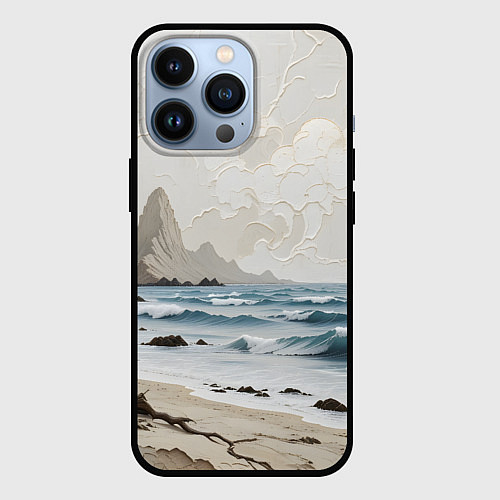 Чехол iPhone 13 Pro Нежный морской пейзаж / 3D-Черный – фото 1