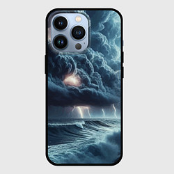 Чехол iPhone 13 Pro Шторм на море - сверкание молний