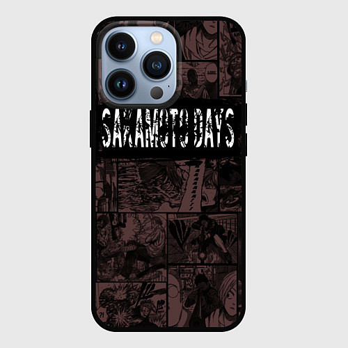 Чехол iPhone 13 Pro Дни сакамото манга с героями / 3D-Черный – фото 1