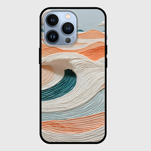 Чехол iPhone 13 Pro Персиковые волны / 3D-Черный – фото 1