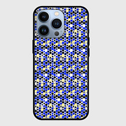 Чехол iPhone 13 Pro Киберпанк шестиугольники синие