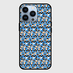 Чехол iPhone 13 Pro Киберпанк шестиугольники синие