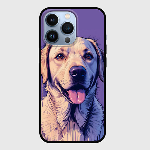 Чехол iPhone 13 Pro Лабрадор на фиолетовом фоне / 3D-Черный – фото 1