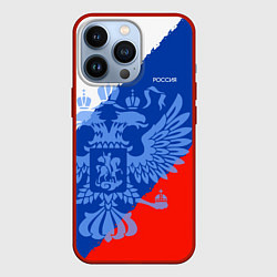 Чехол для iPhone 13 Pro Россия герб и триколор, цвет: 3D-красный