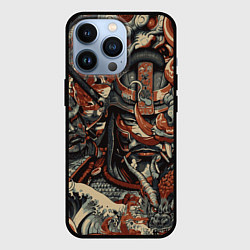 Чехол для iPhone 13 Pro Драконы и самураи в стиле ирезуми, цвет: 3D-черный