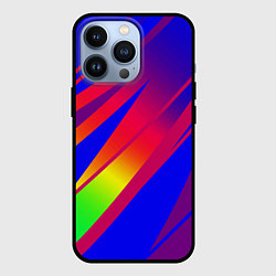 Чехол для iPhone 13 Pro Красно-синий с полосами градиент, цвет: 3D-черный