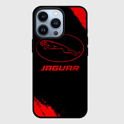 Чехол iPhone 13 Pro Jaguar - red gradient / 3D-Черный – фото 1