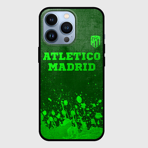 Чехол iPhone 13 Pro Atletico Madrid - green gradient посередине / 3D-Черный – фото 1