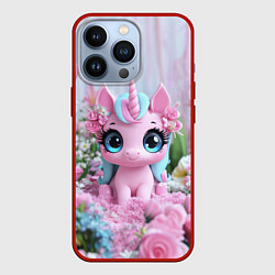 Чехол для iPhone 13 Pro Милая маленькая единорожка, цвет: 3D-красный