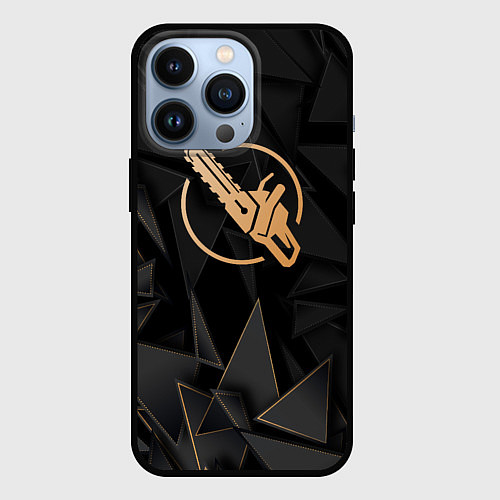 Чехол iPhone 13 Pro Chainsaw Man golden poly / 3D-Черный – фото 1