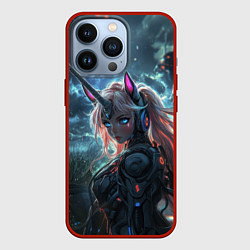 Чехол для iPhone 13 Pro Девушка - единорог киберпанк, цвет: 3D-красный