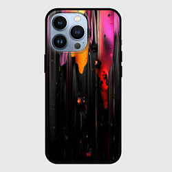 Чехол для iPhone 13 Pro Разноцветная рельефная краска текстура, цвет: 3D-черный