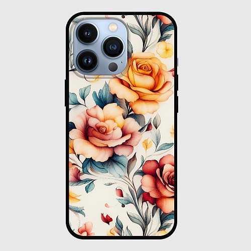 Чехол iPhone 13 Pro Паттерн с переплетением цветов / 3D-Черный – фото 1