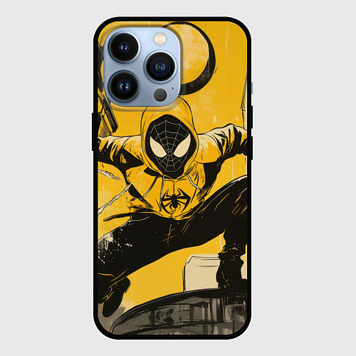 Чехол iPhone 13 Pro Черный человек-паук / 3D-Черный – фото 1