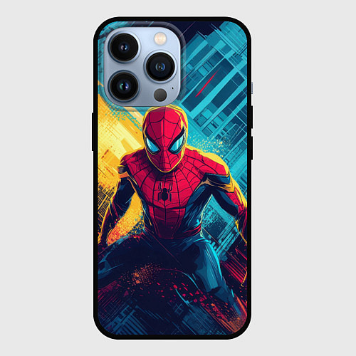 Чехол iPhone 13 Pro Человек паук и краски / 3D-Черный – фото 1