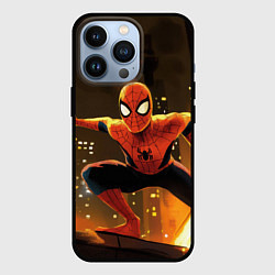 Чехол для iPhone 13 Pro Человек-паук пускает паутину, цвет: 3D-черный