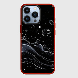 Чехол iPhone 13 Pro Белые абстрактные полосы и кляксы