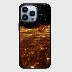 Чехол iPhone 13 Pro Золотистые крупицы на черном