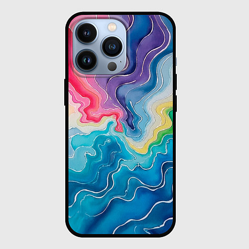 Чехол iPhone 13 Pro Абстрактные волны в мраморном стиле / 3D-Черный – фото 1
