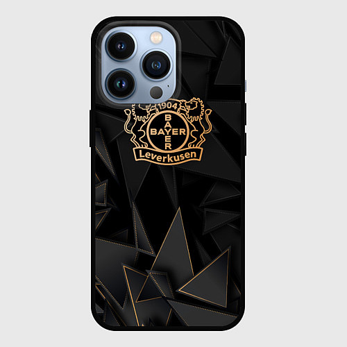 Чехол iPhone 13 Pro Bayer 04 golden poly / 3D-Черный – фото 1