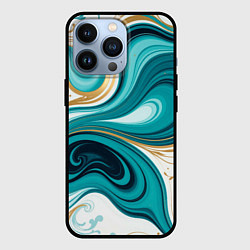 Чехол iPhone 13 Pro Бирюза и золото