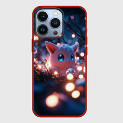 Чехол для iPhone 13 Pro Белый пушистый покемон, цвет: 3D-красный