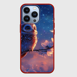 Чехол для iPhone 13 Pro Сова на фоне ночного неба, цвет: 3D-красный